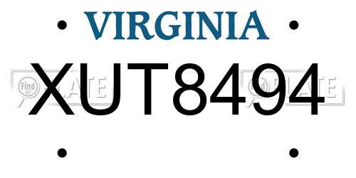 XUT8494 Virginia License Plate