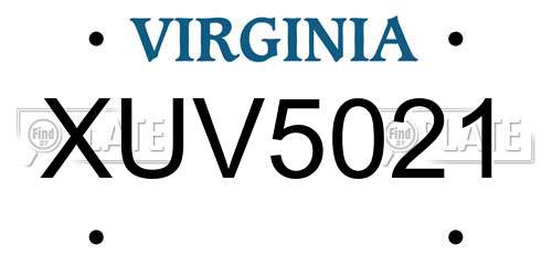 XUV5021 Virginia License Plate