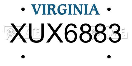 XUX6883 Virginia License Plate