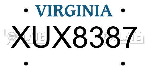 XUX8387 Virginia License Plate