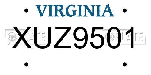 XUZ9501 Virginia License Plate