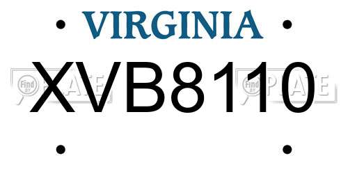 XVB8110 Virginia License Plate