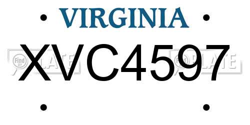 XVC4597 Virginia License Plate