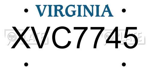 XVC7745 Virginia License Plate