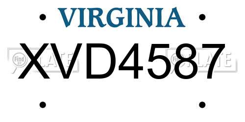 XVD4587 Virginia License Plate