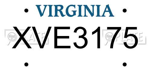 XVE3175 Virginia License Plate