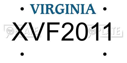 XVF2011 Virginia License Plate
