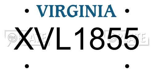 XVL1855 Virginia License Plate