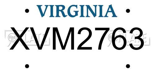 XVM2763 Virginia License Plate