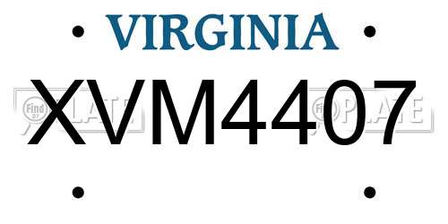 XVM4407 Virginia License Plate
