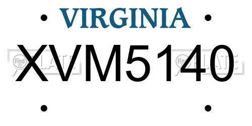 XVM5140 Virginia License Plate