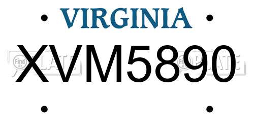 XVM5890 Virginia License Plate