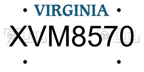 XVM8570 Virginia License Plate