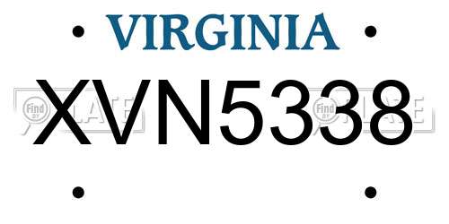XVN5338 Virginia License Plate