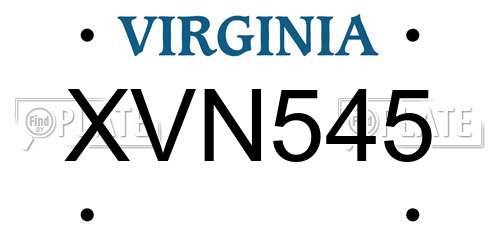 XVN545 Virginia License Plate