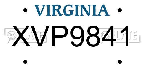 XVP9841 Virginia License Plate
