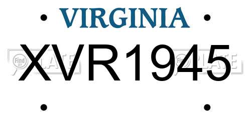 XVR1945 Virginia License Plate