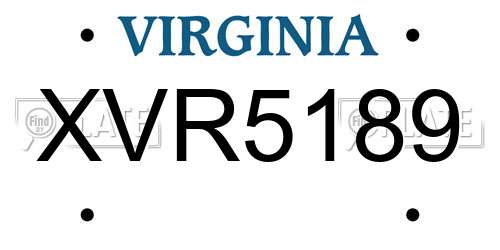 XVR5189 Virginia License Plate