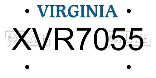 XVR7055 Virginia License Plate