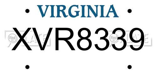 XVR8339 Virginia License Plate