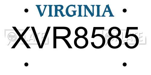 XVR8585 Virginia License Plate
