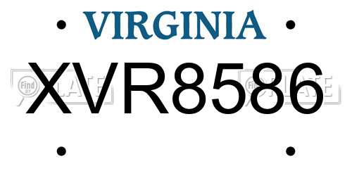 XVR8586 Virginia License Plate
