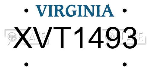 XVT1493 Virginia License Plate