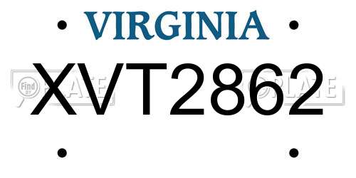 XVT2862 Virginia License Plate