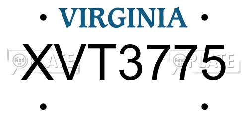 XVT3775 Virginia License Plate