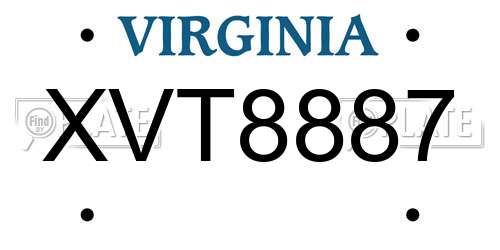 XVT8887 Virginia License Plate
