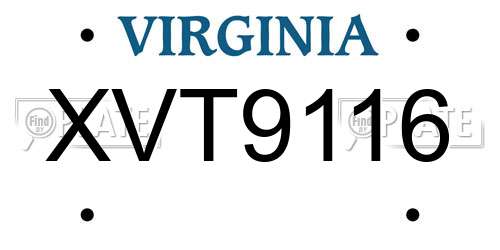 XVT9116 Virginia License Plate