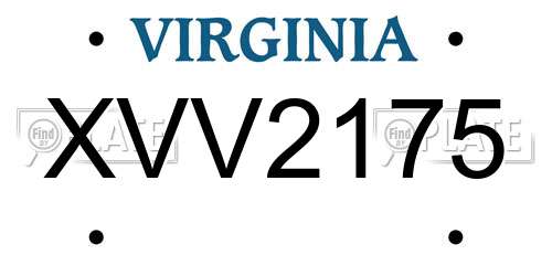 XVV2175 Virginia License Plate