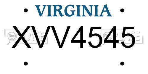 XVV4545 Virginia License Plate