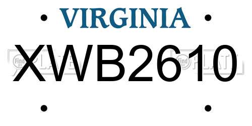 XWB2610 Virginia License Plate