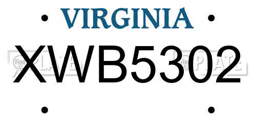 XWB5302 Virginia License Plate