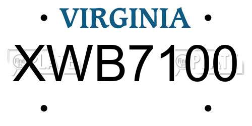 XWB7100 Virginia License Plate