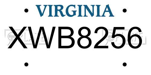 XWB8256 Virginia License Plate