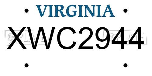 XWC2944 Virginia License Plate