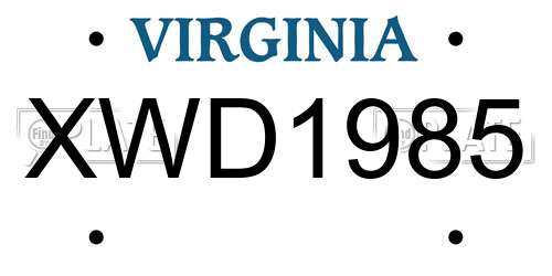 XWD1985 Virginia License Plate