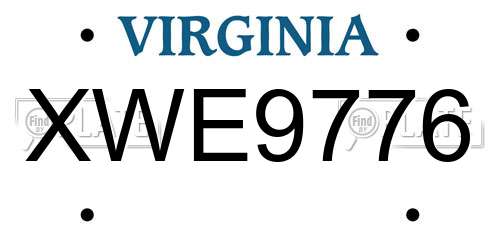 XWE9776 Virginia License Plate
