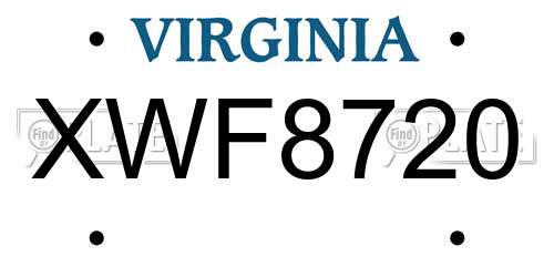 XWF8720 Virginia License Plate