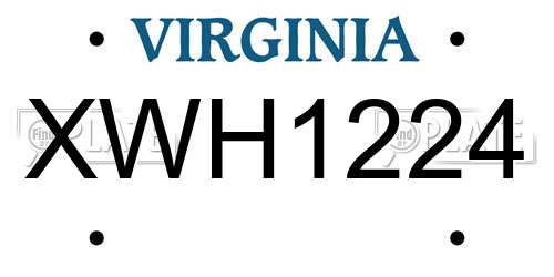 XWH1224 Virginia License Plate