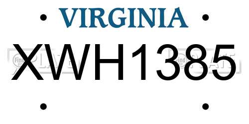 XWH1385 Virginia License Plate