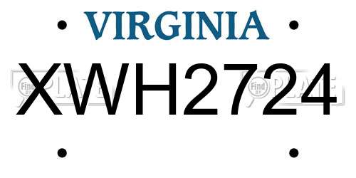 XWH2724 Virginia License Plate