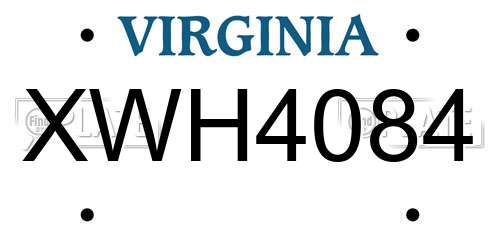 XWH4084 Virginia License Plate