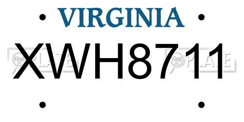 XWH8711 Virginia License Plate