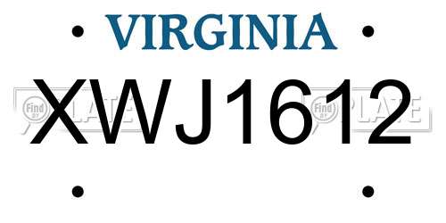 XWJ1612 Virginia License Plate