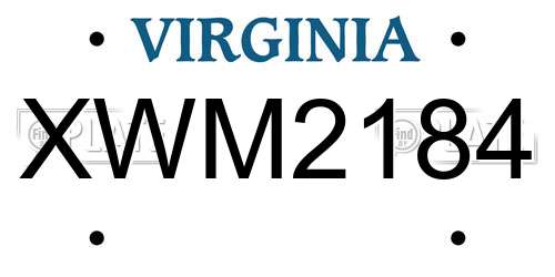 XWM2184 Virginia License Plate