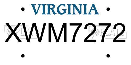 XWM7272 Virginia License Plate