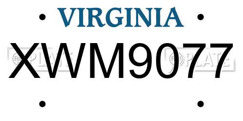 XWM9077 Virginia License Plate